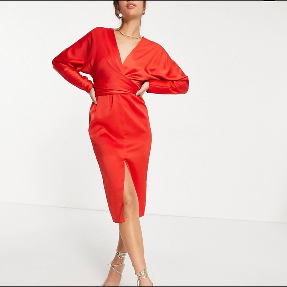 NWT ASOS Red Batwing Dress - Picture 4 of 4